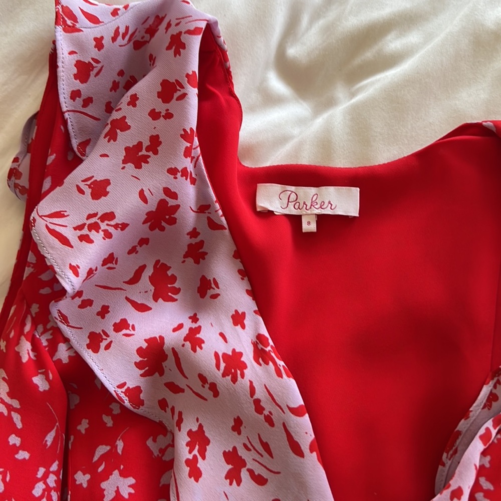 Red and lavender summer sun dress by Parker size 8. - Picture 7 of 7
